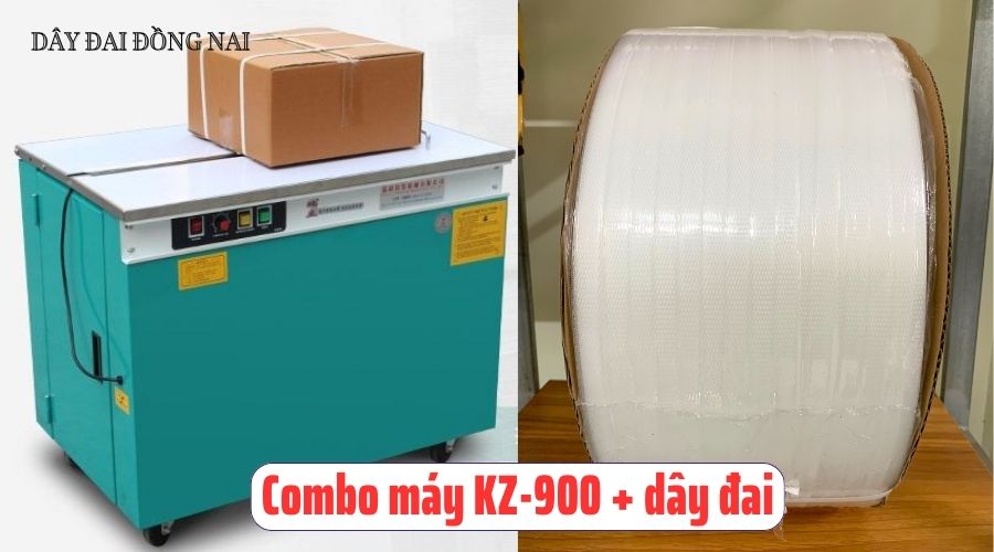 Combo máy đóng đai thùng kz-900 và dây đai nhựa